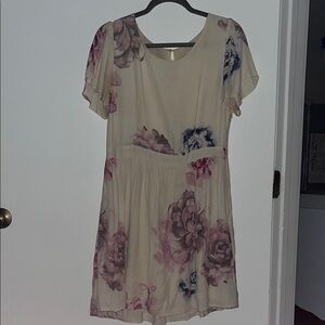Skies Are Blue Cream Dress with Floral Accents
